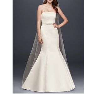 SOLD Strapless Trumpet Wedding Dress Ribbon Waist
